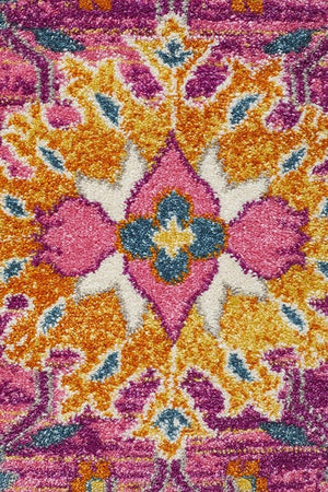Babil Basra Bohemian Fuchsia Round Rug - Floorsome - MODERN