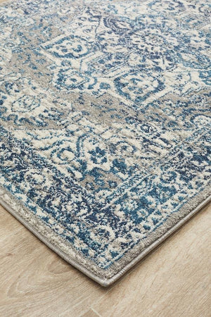 Babil Harran Bohemian Blue Runner Rug - Floorsome - MODERN