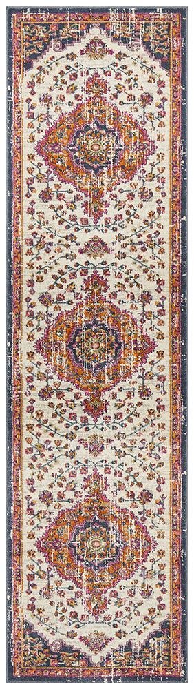 Babil Mosul Bohemian White Rug - Floorsome - MODERN - BLN - 205 - WHT - 300X80 - MODERN