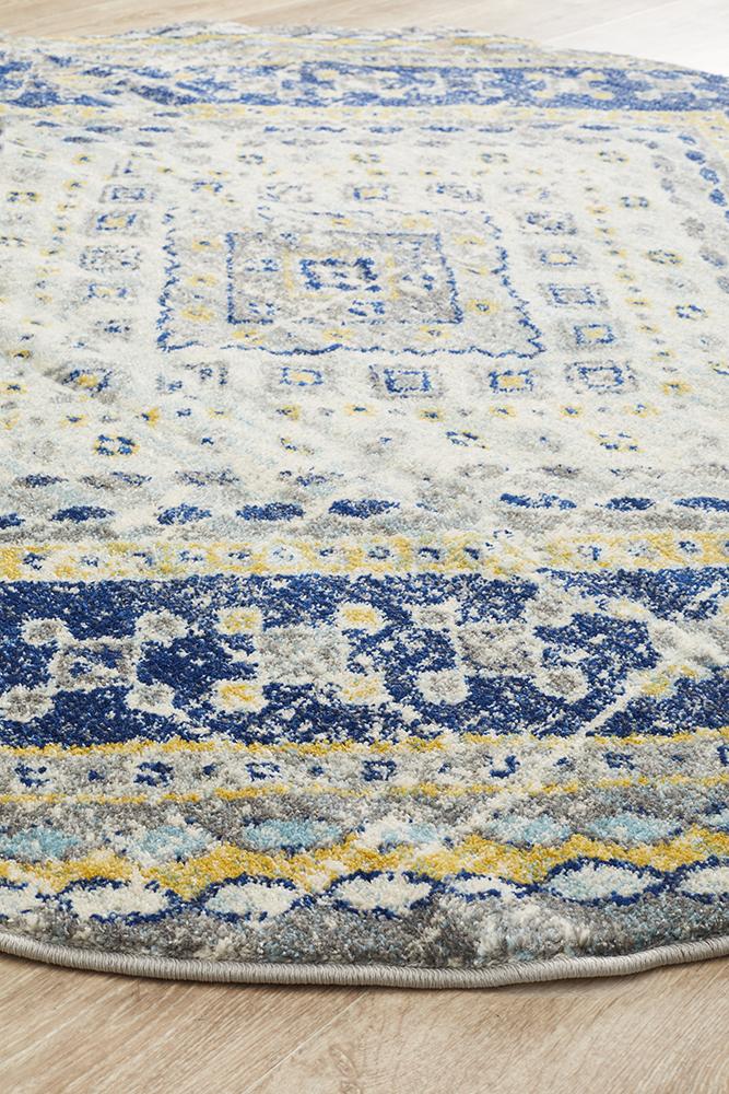 Babil Nimrud Bohemian Round Rug - Floorsome - MODERN - BLN - 203 - NAVY - 150X150 - MODERN