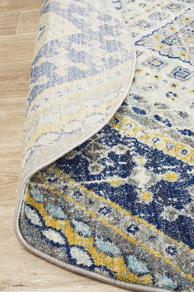 Babil Nimrud Bohemian Round Rug - Floorsome - MODERN - BLN - 203 - NAVY - 150X150 - MODERN