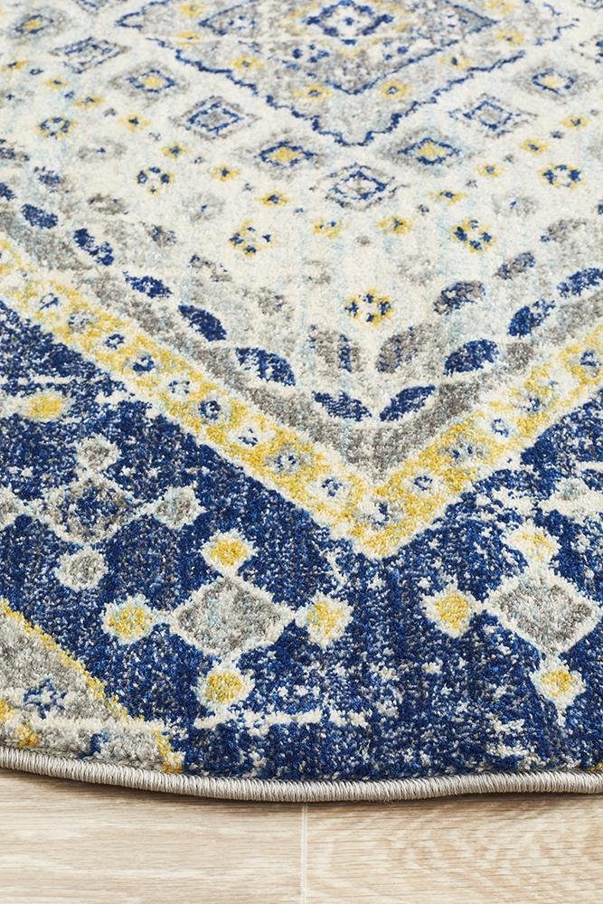 Babil Nimrud Bohemian Round Rug - Floorsome - MODERN - BLN - 203 - NAVY - 150X150 - MODERN