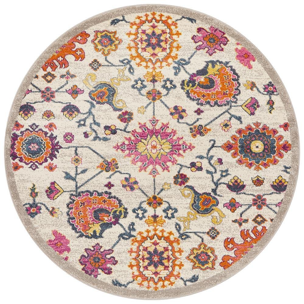 Babil Samarra Bohemian Multi Round Rug - Floorsome - MODERN - BLN - 208 - MULT - 150X150 - MODERN