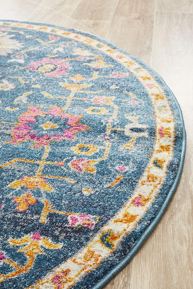 Babil Seleucia Bohemian Navy Round Rug - Floorsome - MODERN - BLN - 209 - NAVY - 150X150 - MODERN