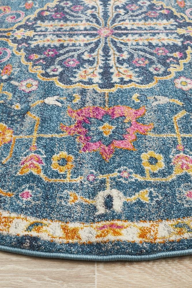 Babil Seleucia Bohemian Navy Round Rug - Floorsome - MODERN - BLN - 209 - NAVY - 150X150 - MODERN