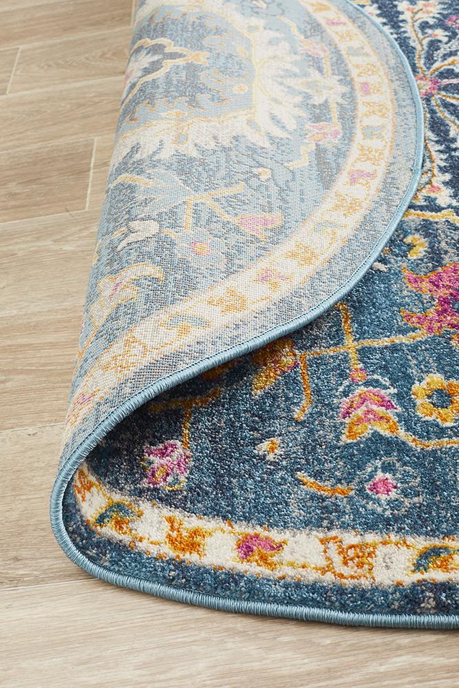 Babil Seleucia Bohemian Navy Round Rug - Floorsome - MODERN - BLN - 209 - NAVY - 150X150 - MODERN