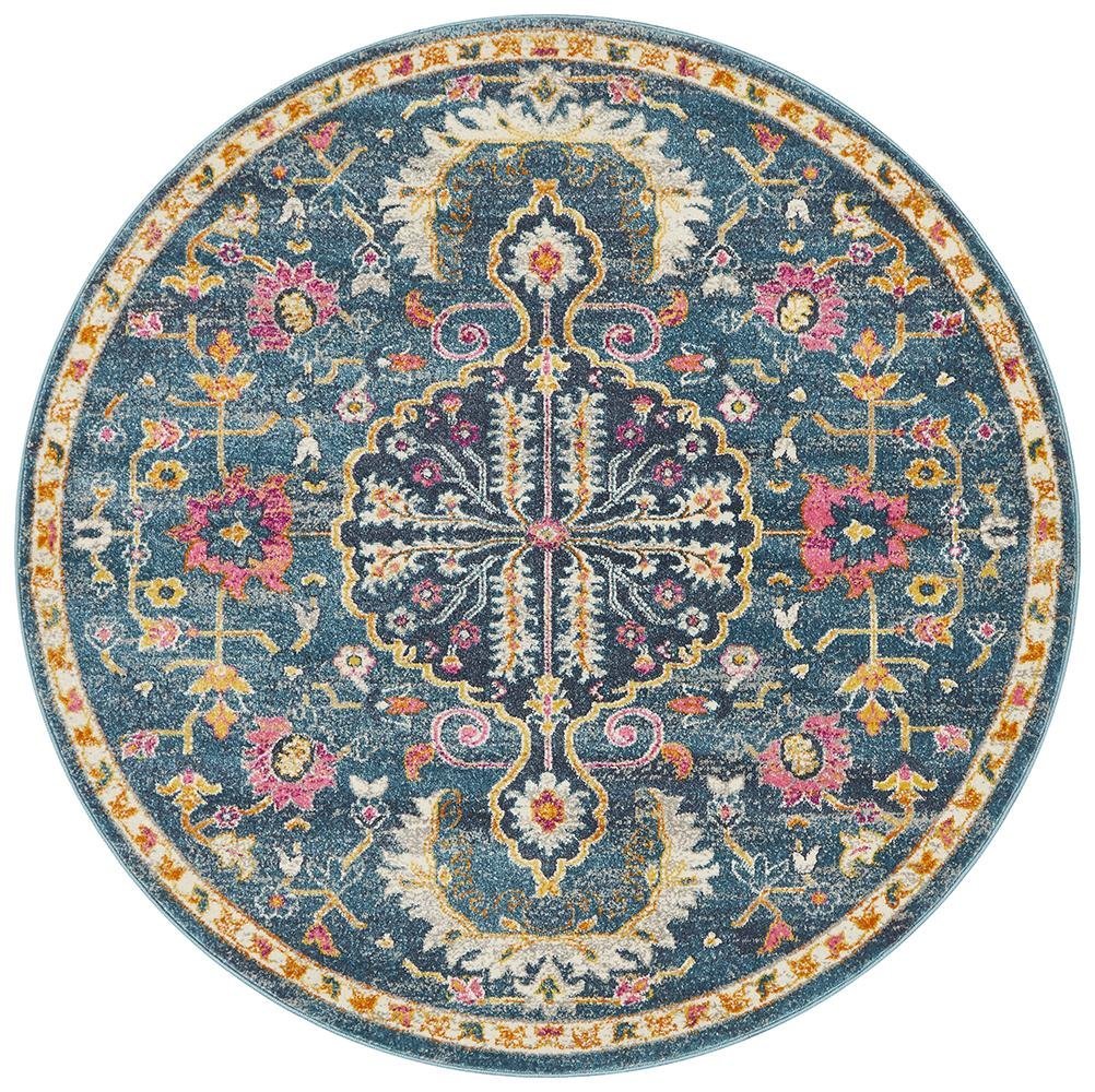 Babil Seleucia Bohemian Navy Round Rug - Floorsome - MODERN - BLN - 209 - NAVY - 150X150 - MODERN