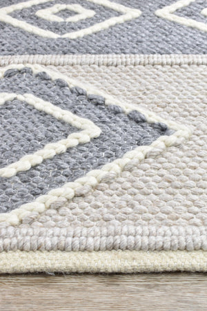 Bengal Grey Handmade Wool and Viscose Rug - Floorsome - FLATWEAVE