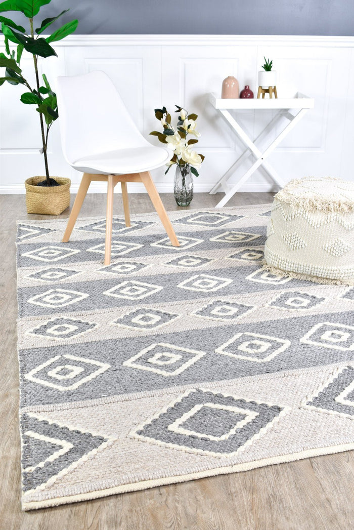 Bengal Grey Handmade Wool and Viscose Rug