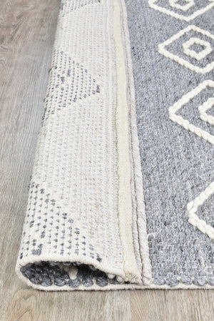Bengal Grey Handmade Wool and Viscose Rug - Floorsome - FLATWEAVE