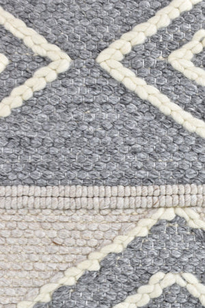 Bengal Grey Handmade Wool and Viscose Rug - Floorsome - FLATWEAVE