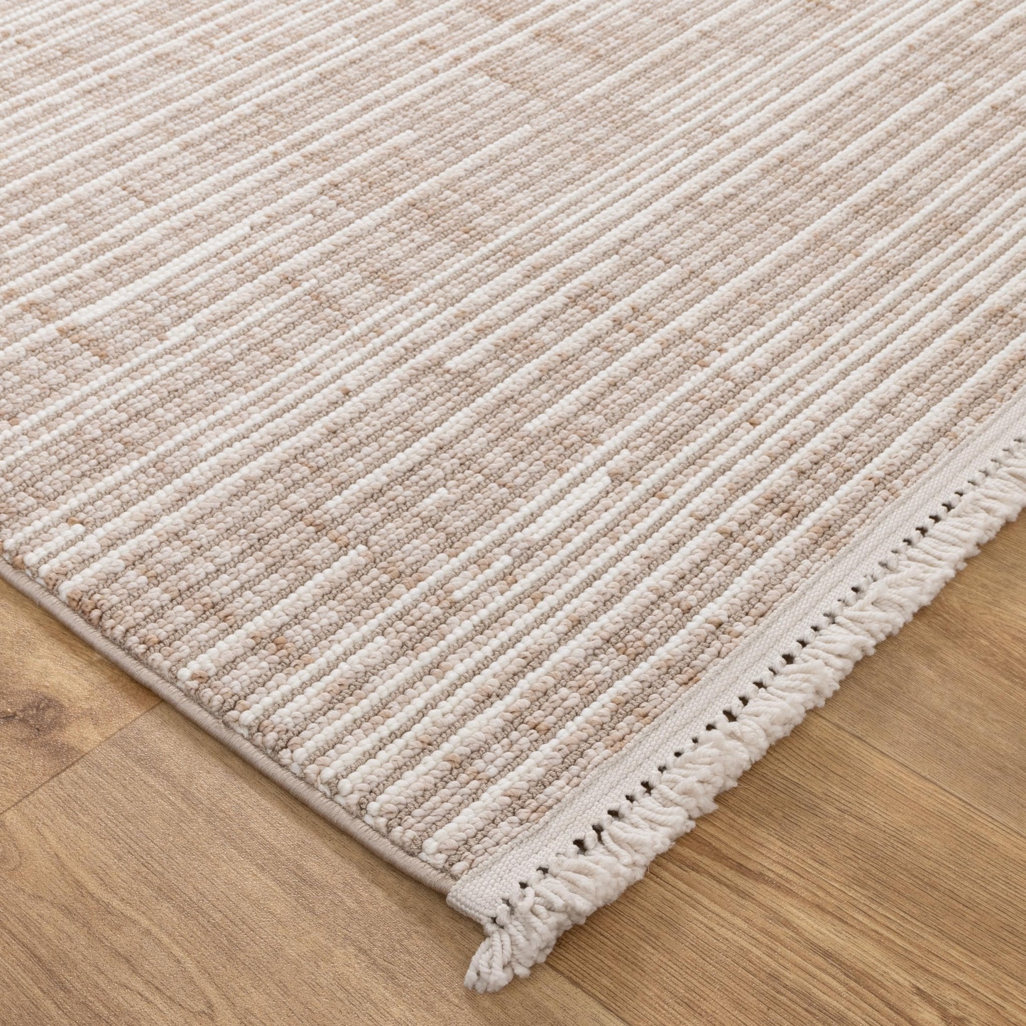 Berno Beige Ivory Loop Lines Rug - Floorsome - Area Rug - BERN160B007 - Area Rug