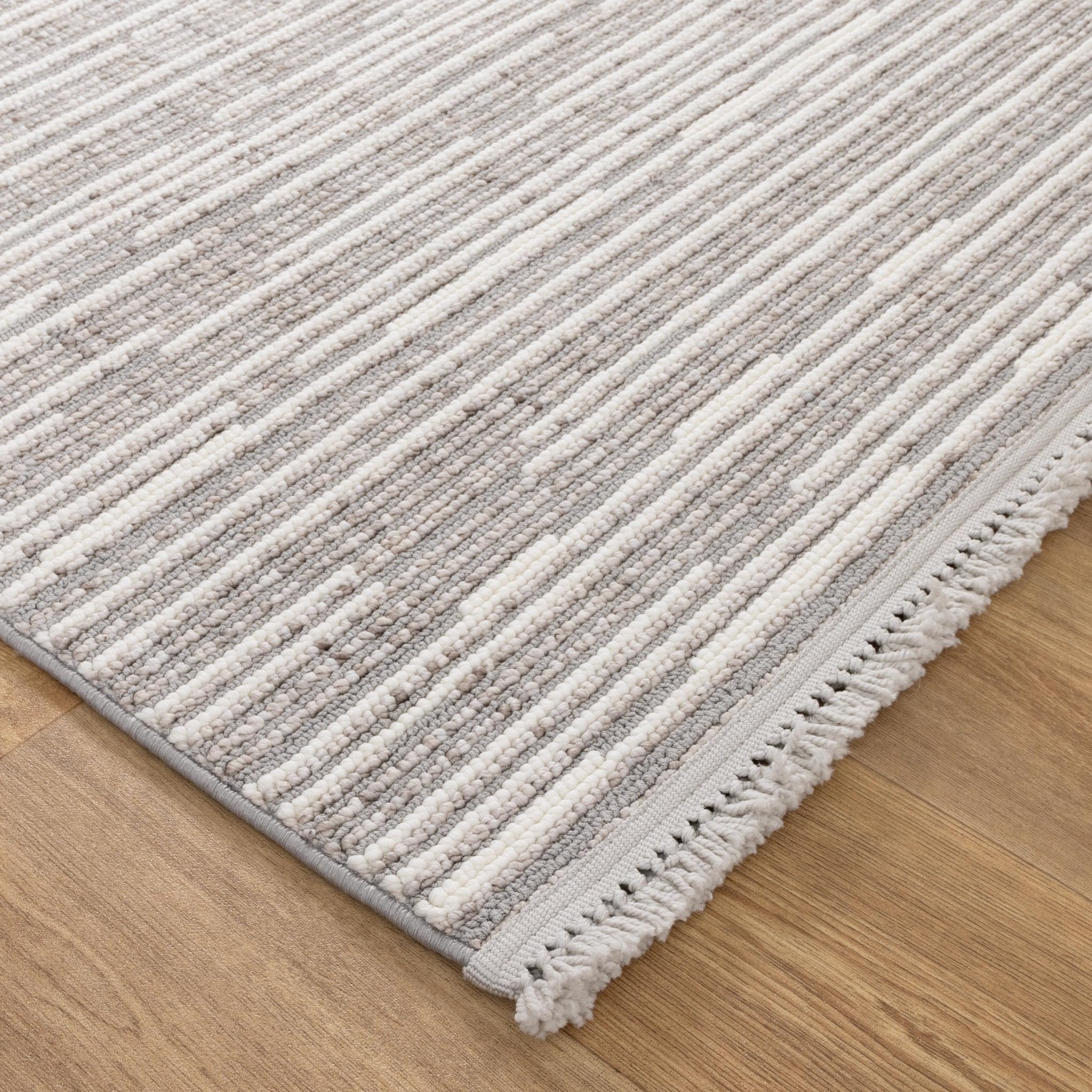 Berno Silver Ivory Loop Lines Rug - Floorsome - Area Rug - BERN160B006 - Area Rug