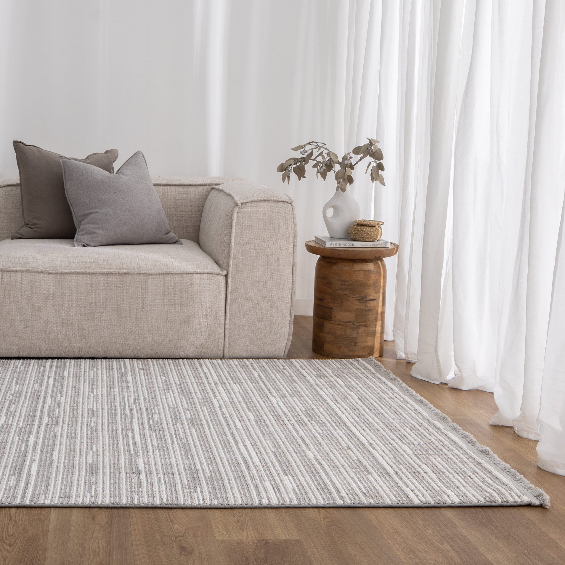 Berno Silver Ivory Loop Lines Rug - Floorsome - Area Rug - BERN160B006 - Area Rug