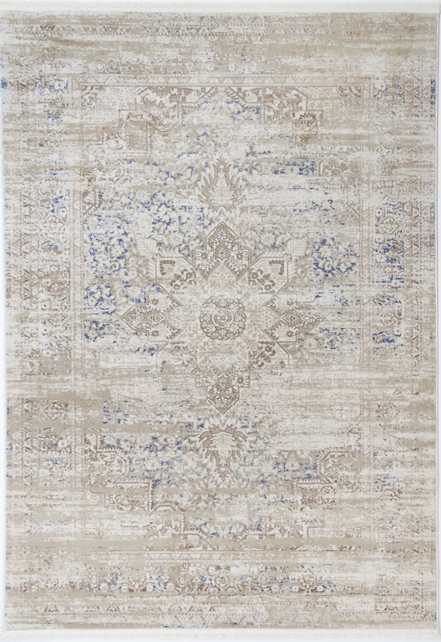Bohemian Paradise Medalion Beige Blue Rug - Pattern 06 - Floorsome - Rug - BOHE16006BBLU - Rug