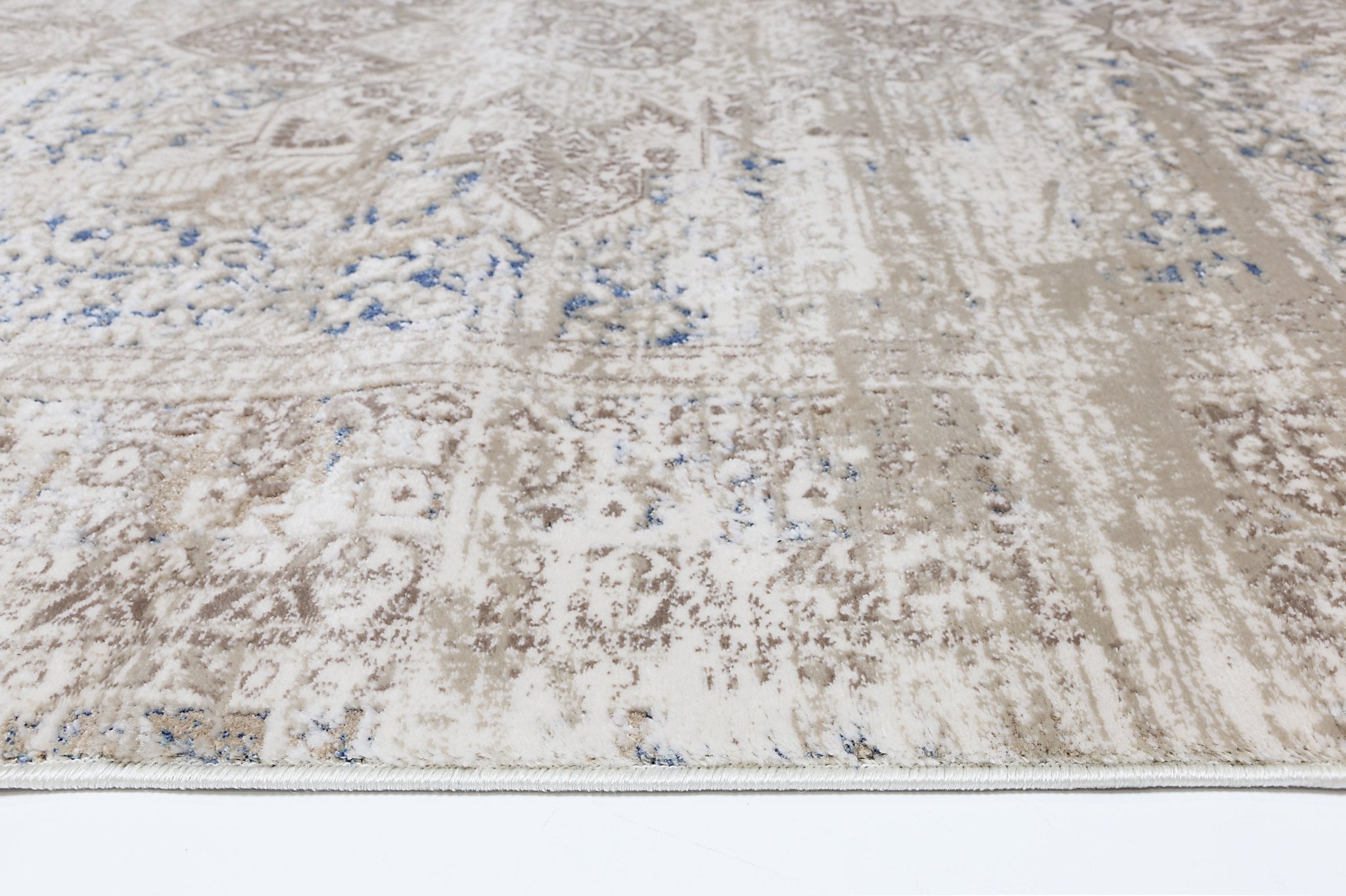 Bohemian Paradise Medalion Beige Blue Rug - Pattern 06 - Floorsome - Rug - BOHE16006BBLU - Rug