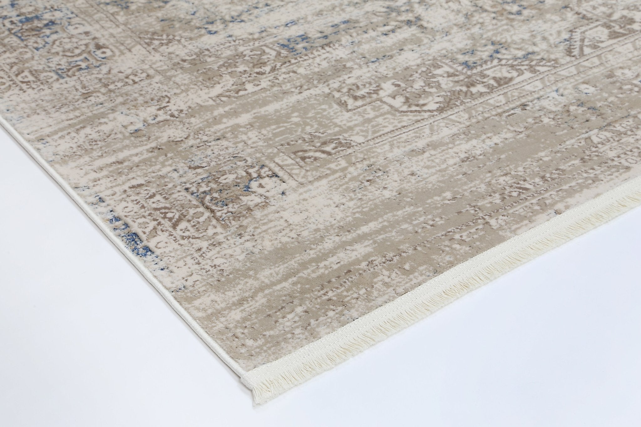 Bohemian Paradise Medalion Beige Blue Rug - Pattern 06 - Floorsome - Rug - BOHE16006BBLU - Rug