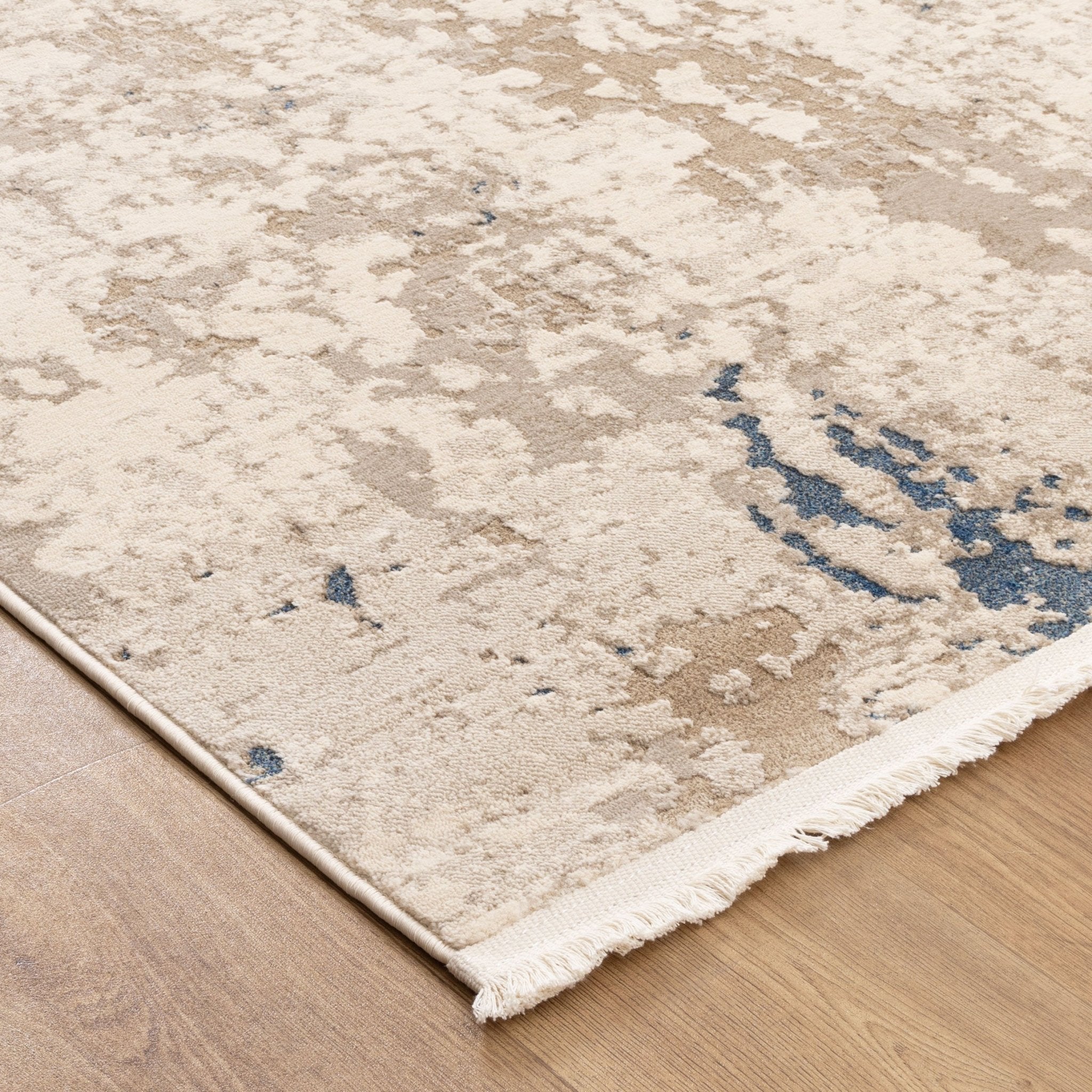 Bohemian Paradise One Modern Beige Blue Rug - Pattern 01 - Floorsome - Rug - BOHE16001BBLU - Rug
