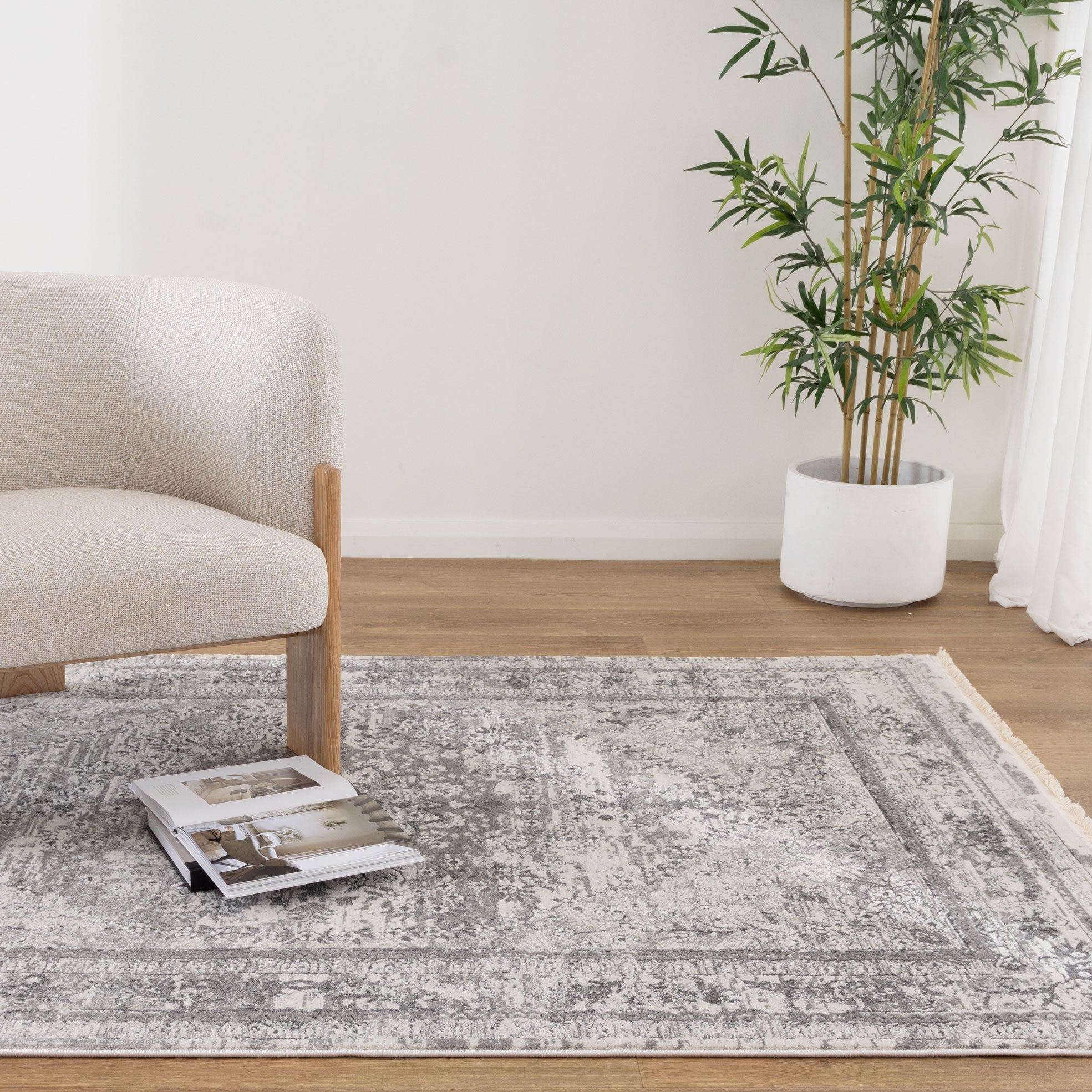 Bohemian Paradise Vintage Medalion Grey Rug - Pattern 08 - Floorsome - Rug - BOHE16008GREY - Rug