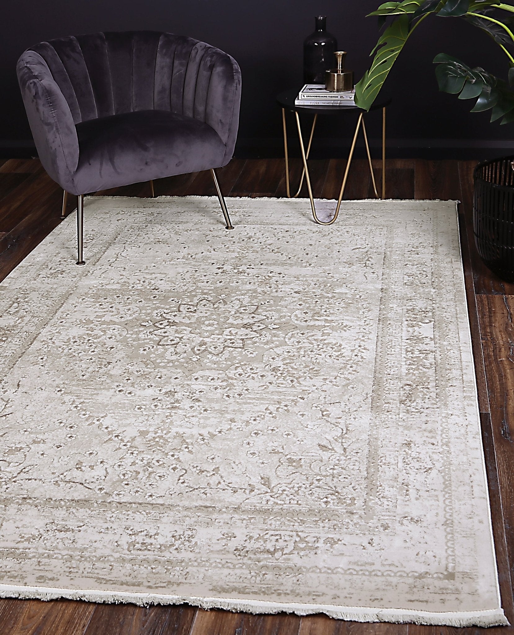 Bohemian Paradise Vintage Medallion Beige Rug - Pattern 08 - Floorsome - Rug - BOHE16008BEIG - Rug