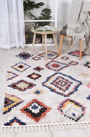 Boho Moroccan Agadir White Rug - Floorsome - Modern