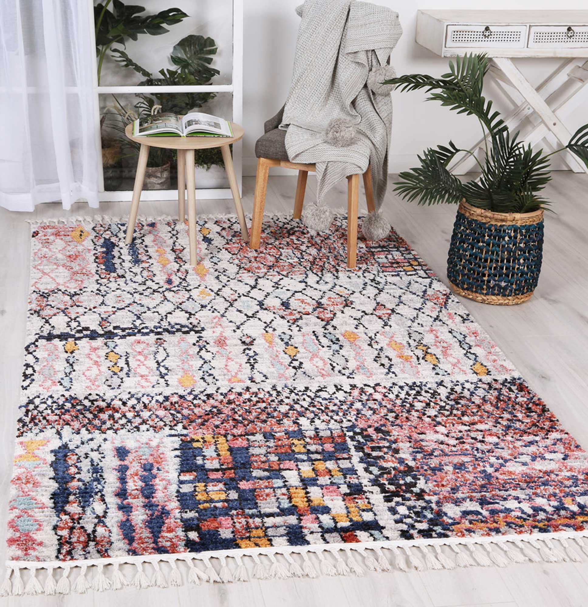 Boho Moroccan Fes Silver Pink Rug - Floorsome - Modern - MODA080Y806LGR - Modern