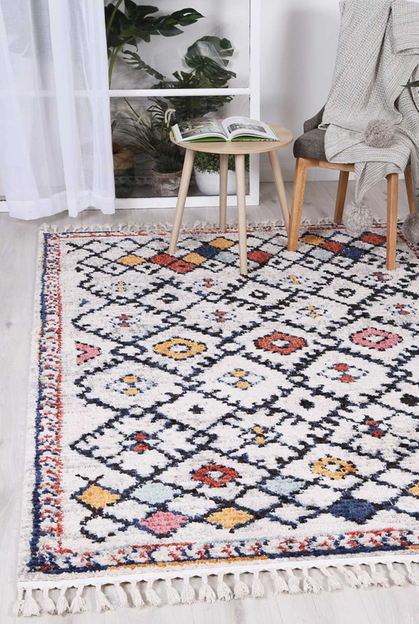 Boho Moroccan Ifran Blue Rug - Floorsome - Modern - MODA080Z058WHIT - Modern