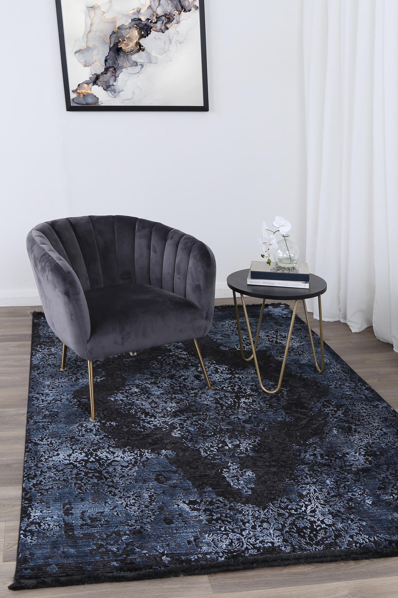 Brooklyn Distressed Medallion Blue Rug - Floorsome - Area Rug - BROO120400BLUE - Area Rug
