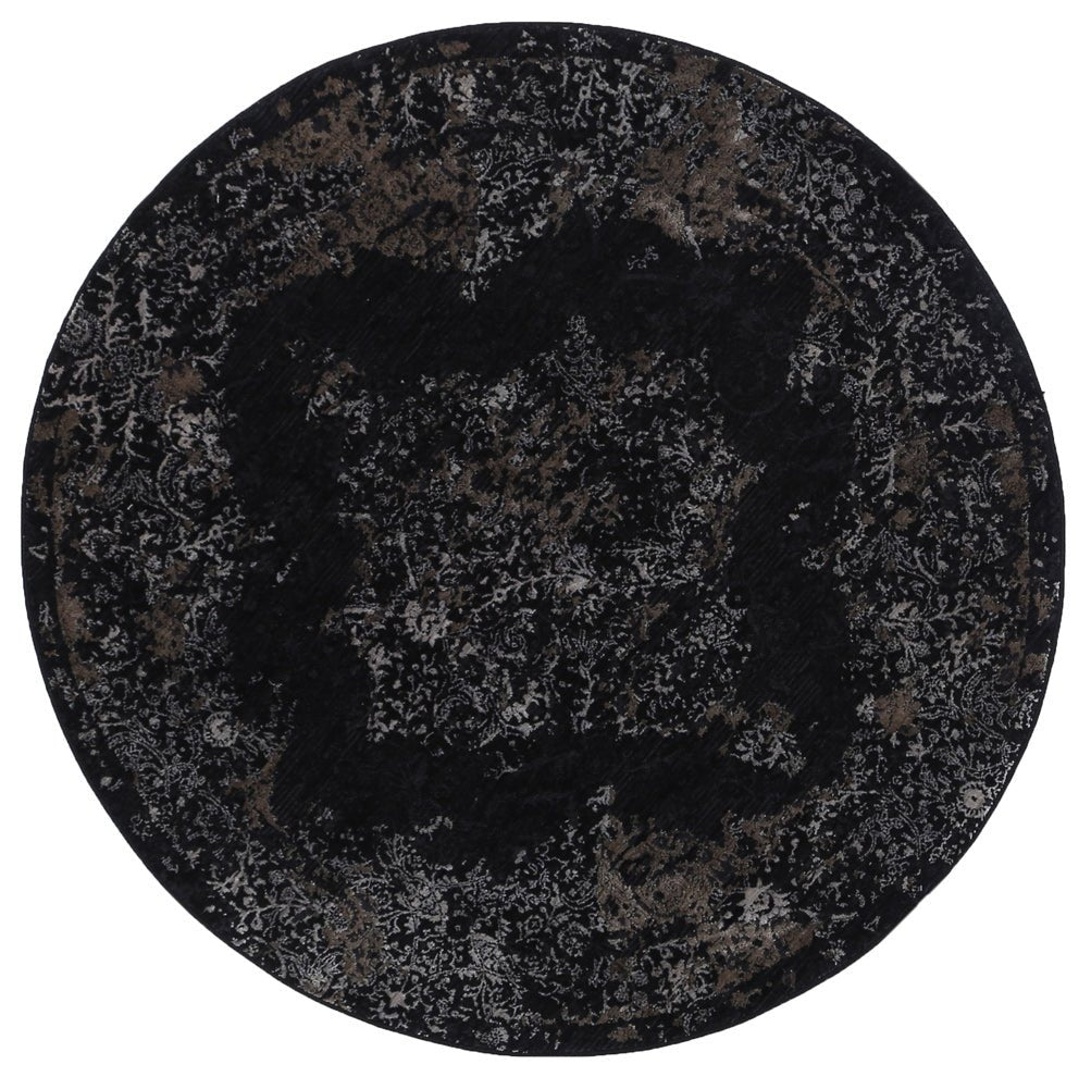 Brooklyn Distressed Medallion Pewter Round Rug - Floorsome - Area Rug - BROO20R400PEWT - Area Rug