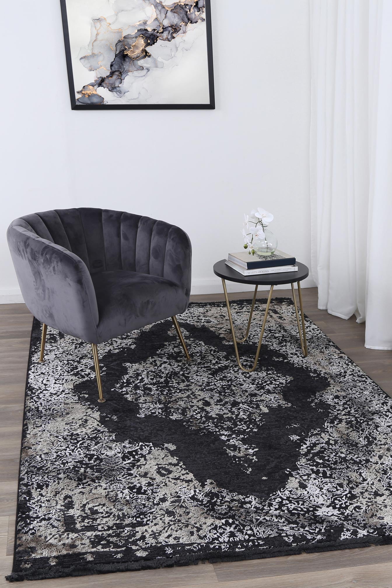 Brooklyn Distressed Medallion Pewter Rug - Floorsome - Area Rug - BROO120400PEWT - Area Rug