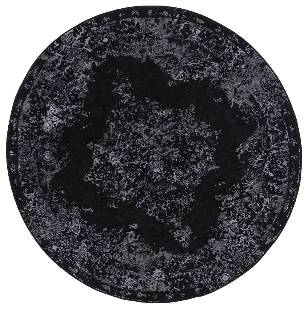 Brooklyn Distressed Medallion Silver Round Rug - Floorsome - Area Rug - BROO20R400SILV - Area Rug