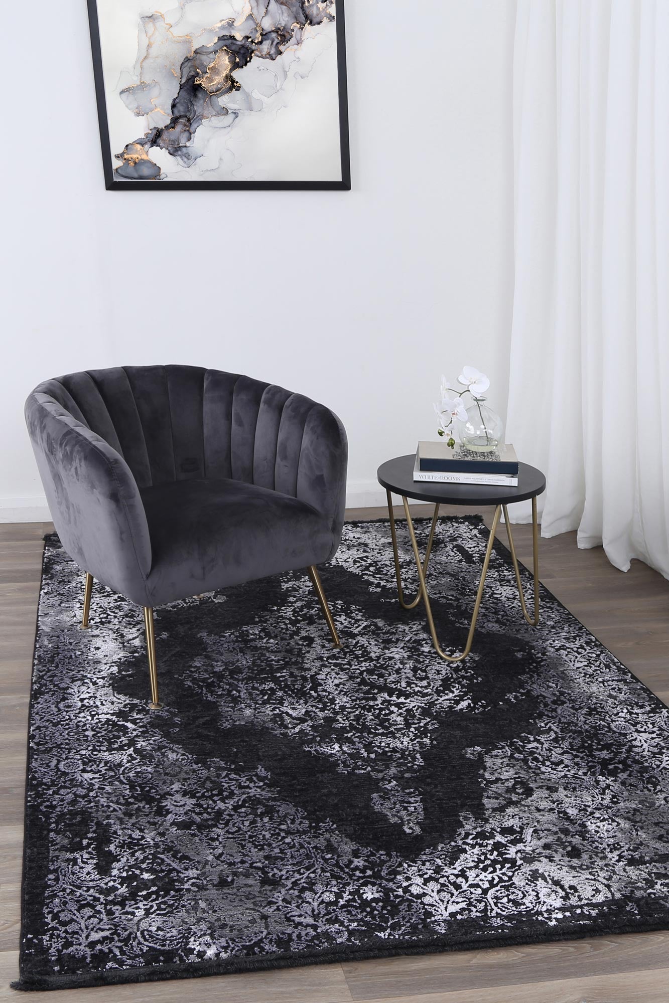 Brooklyn Distressed Medallion Silver Rug - Floorsome - Area Rug - BROO120400SILV - Area Rug