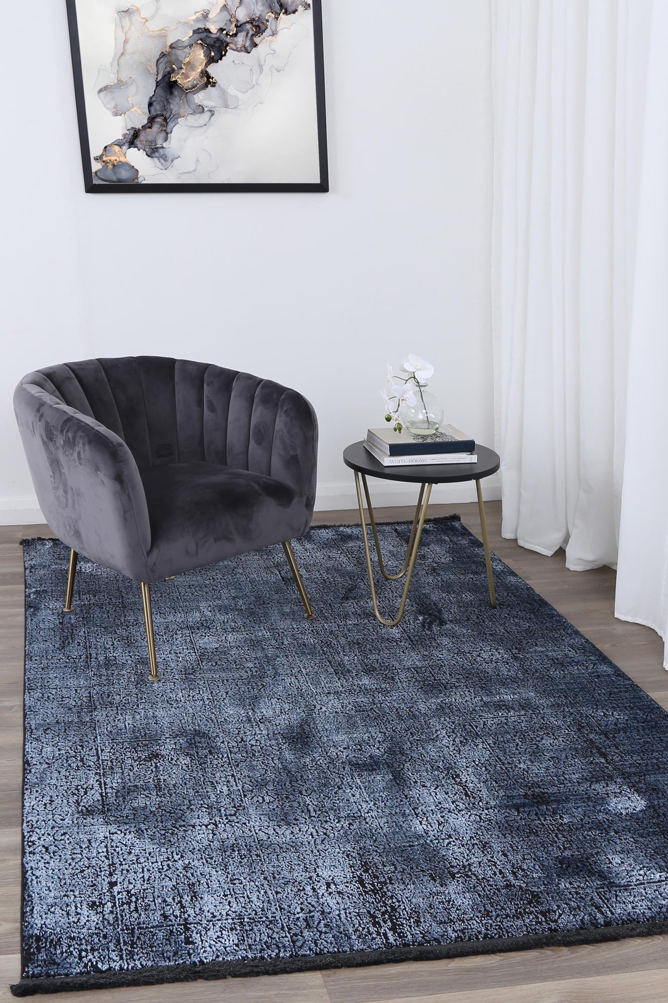 Brooklyn Distressed Oriental Blue Rug - Floorsome - Area Rug - BROO120100BLUE - Area Rug
