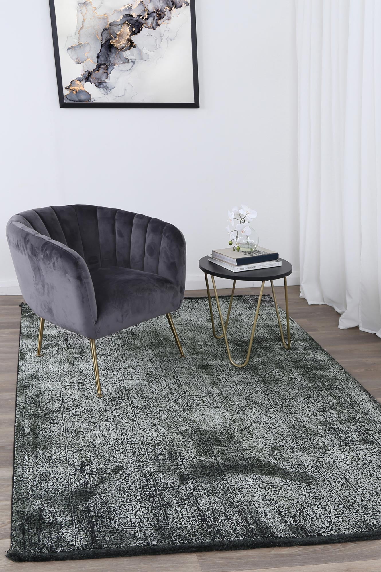 Brooklyn Distressed Oriental Emerald Green Rug - Floorsome - Area Rug - BROO120100EMER - Area Rug