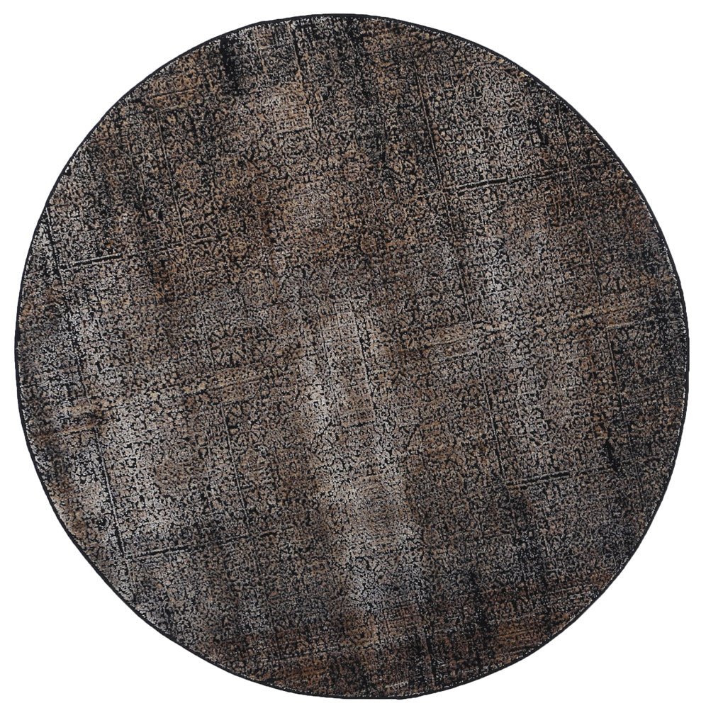 Brooklyn Distressed Oriental Gold Round Rug - Floorsome - Area Rug - BROO20R100GOLD - Area Rug