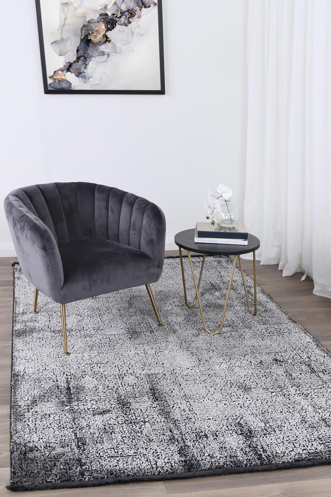 Brooklyn Distressed Oriental Pewter Rug - Floorsome - Area Rug - BROO120100PEWT - Area Rug