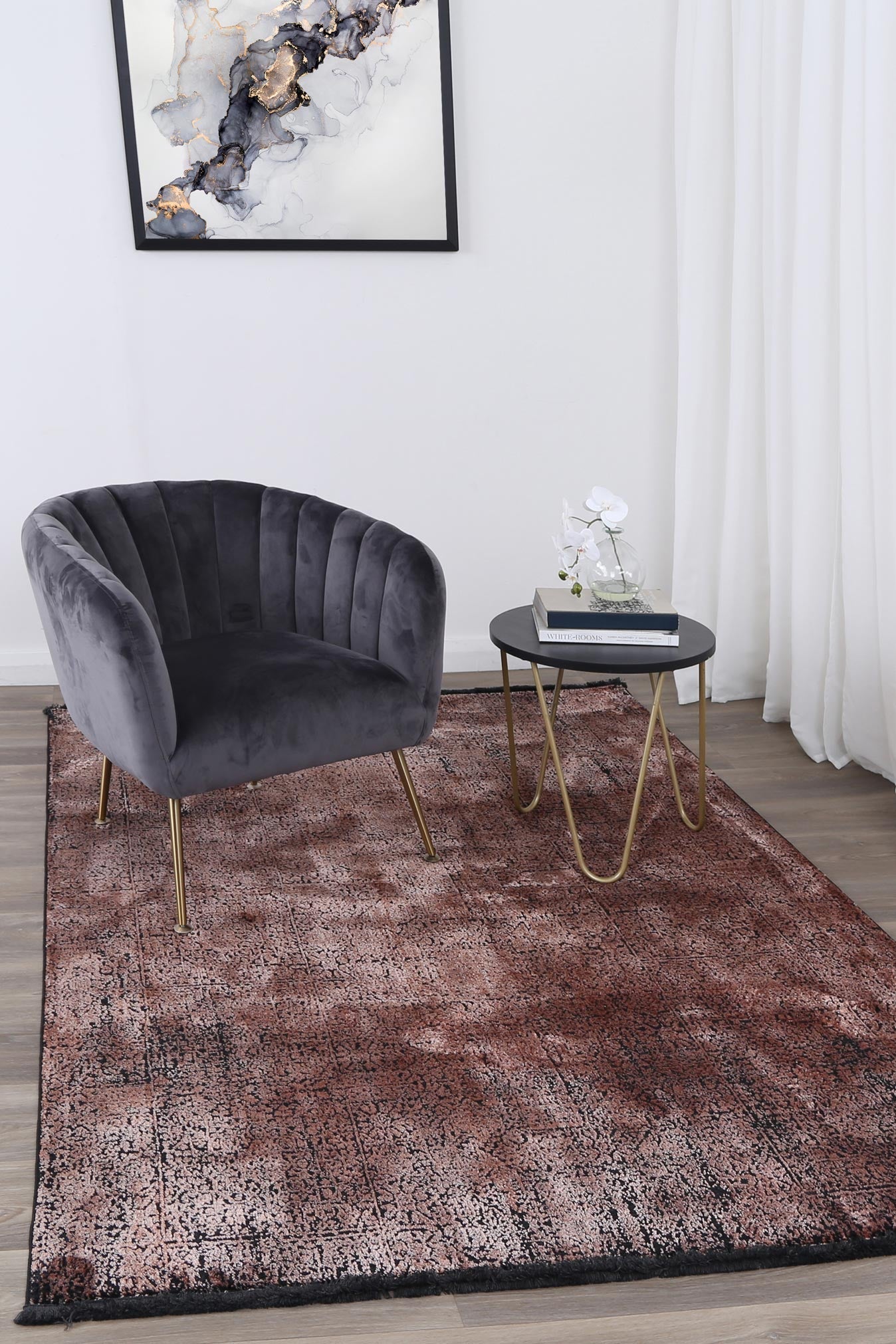 Brooklyn Distressed Oriental Rust Rug - Floorsome - Area Rug - BROO120100COPP - Area Rug