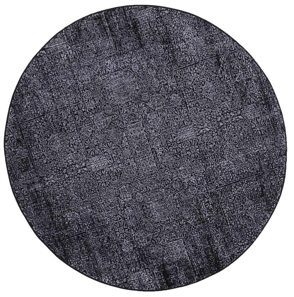 Brooklyn Distressed Oriental Silver Round Rug - Floorsome - Area Rug - BROO20R100SILV - Area Rug