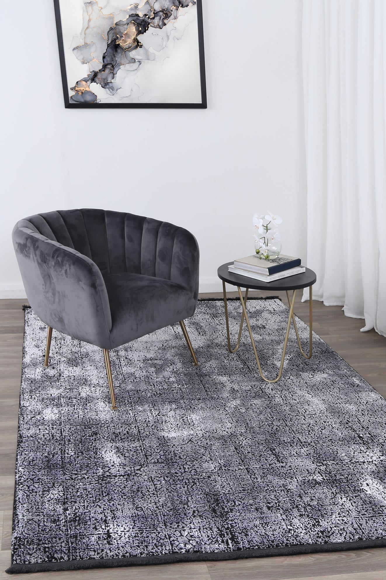 Brooklyn Distressed Oriental Silver Rug - Floorsome - Area Rug - BROO120100SILV - Area Rug