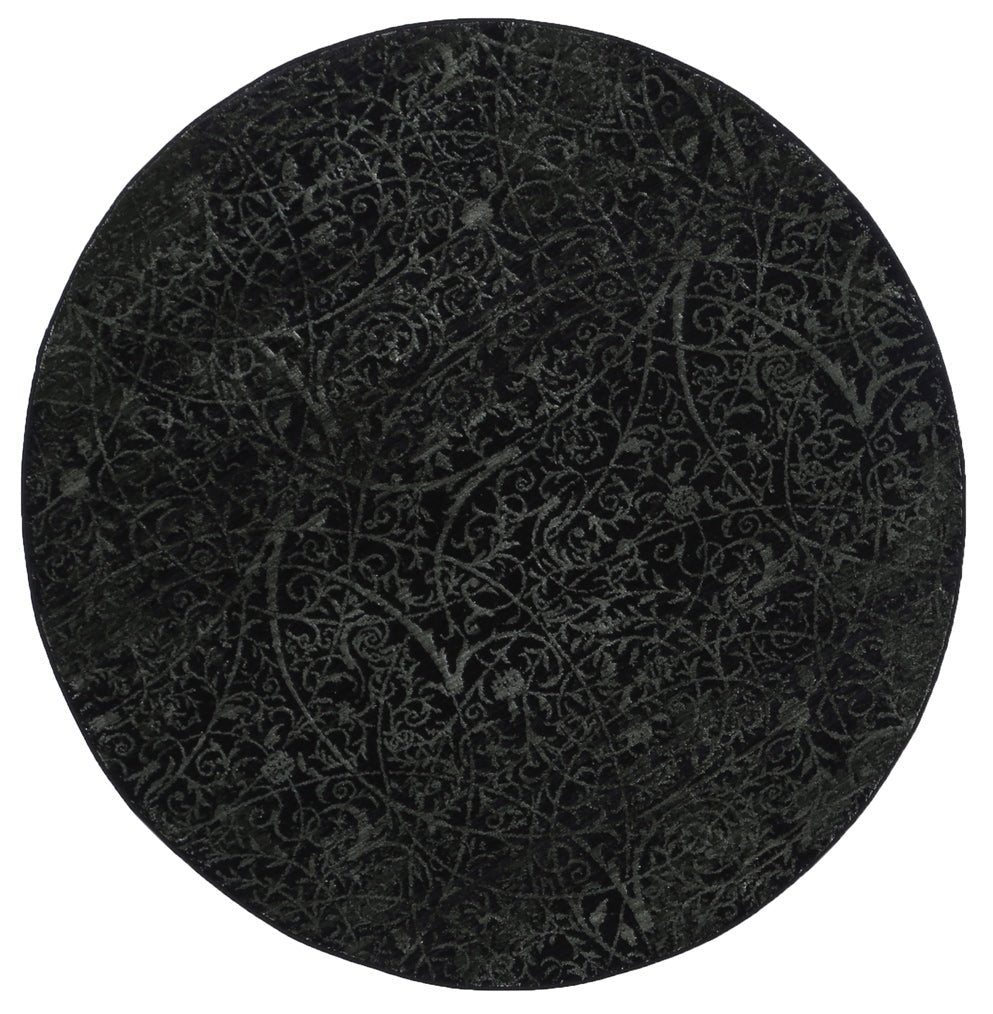 Brooklyn Intricate Floral Emerald Green Round Rug - Floorsome - Area Rug - BROO20R200EMER - Area Rug