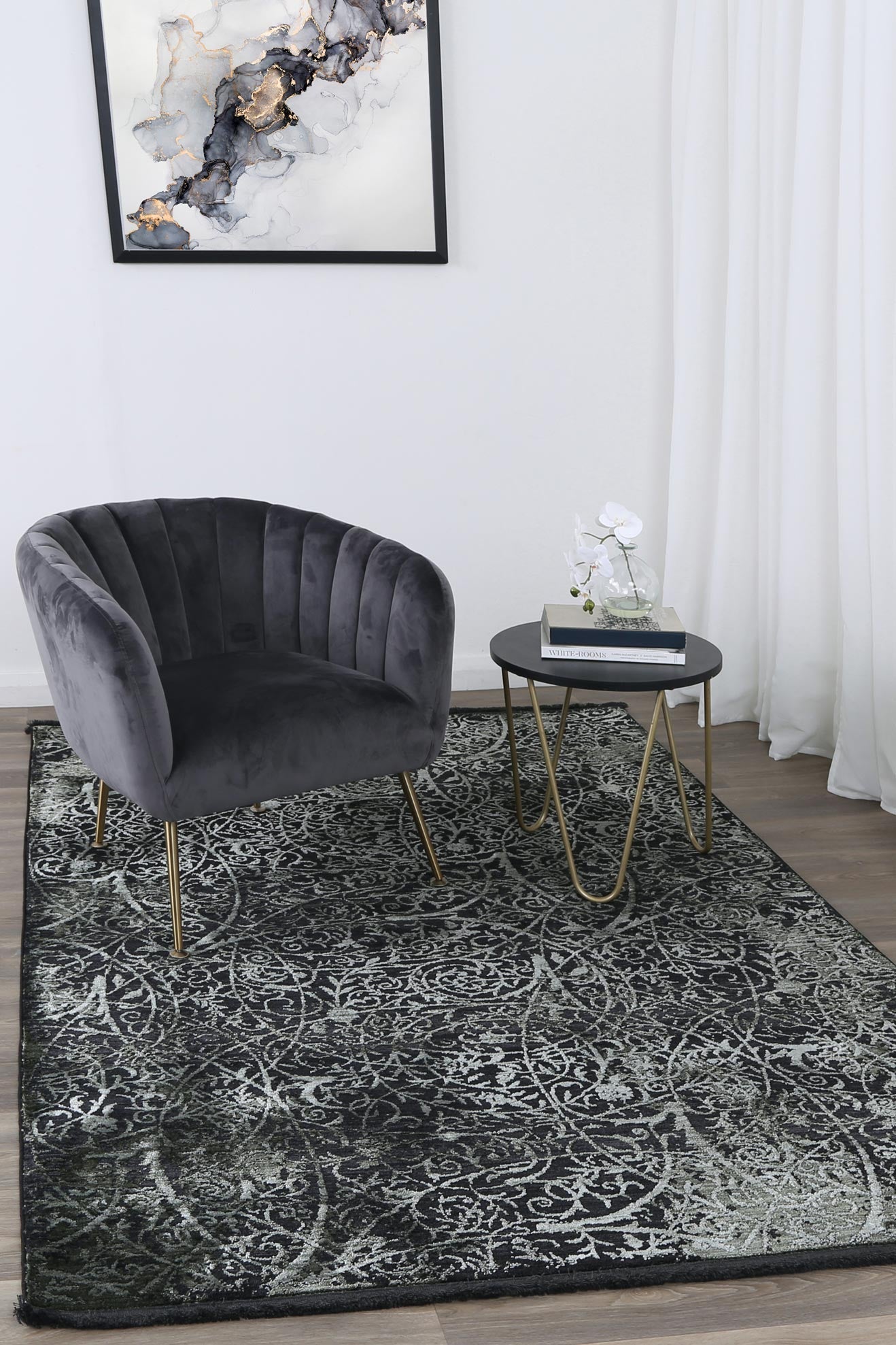 Brooklyn Intricate Floral Emerald Green Rug - Floorsome - Area Rug - BROO120200EMER - Area Rug