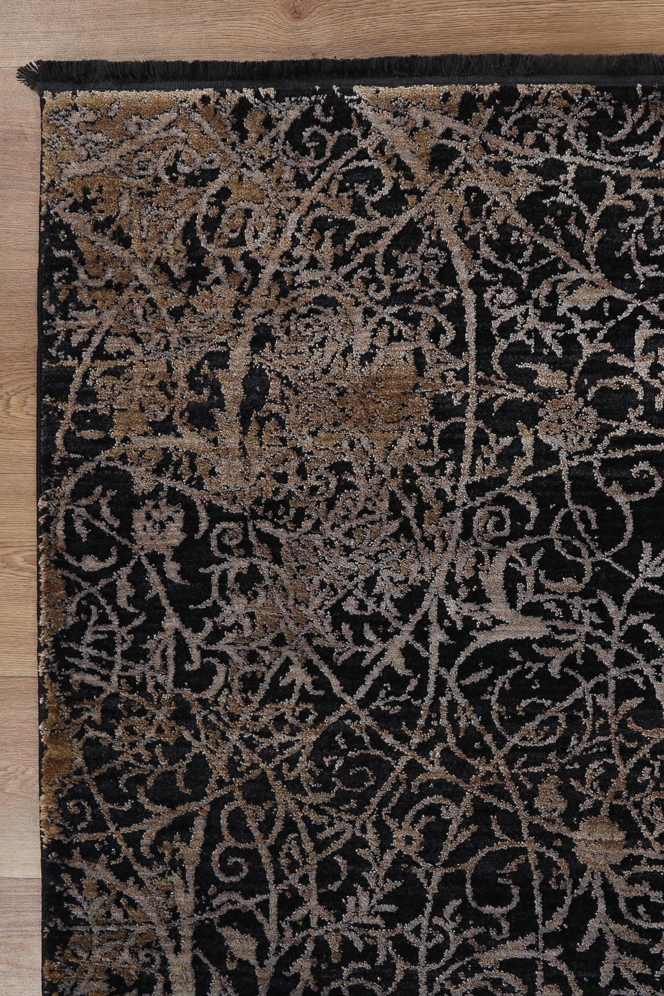 Brooklyn Intricate Floral Gold Rug - Floorsome - Area Rug - BROO120200GOLD - Area Rug