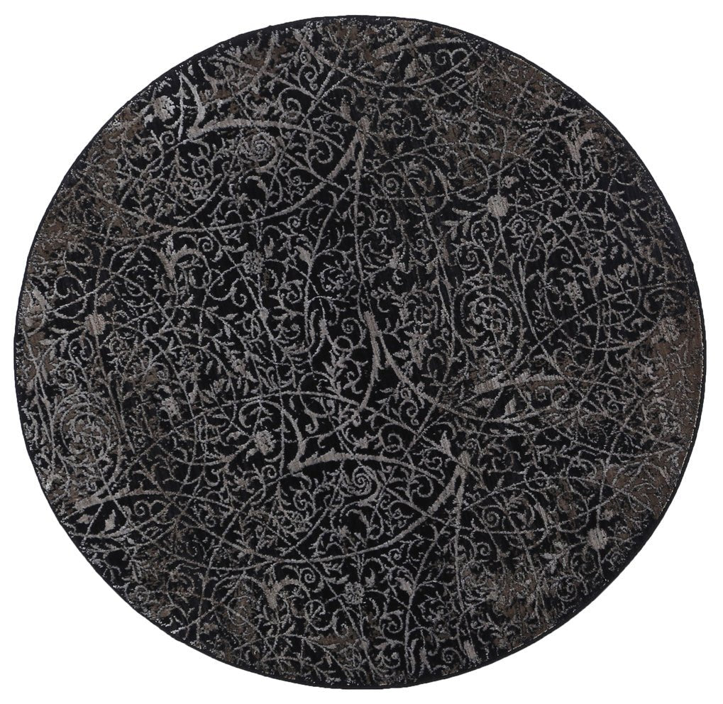Brooklyn Intricate Floral Pewter Round Rug - Floorsome - Area Rug