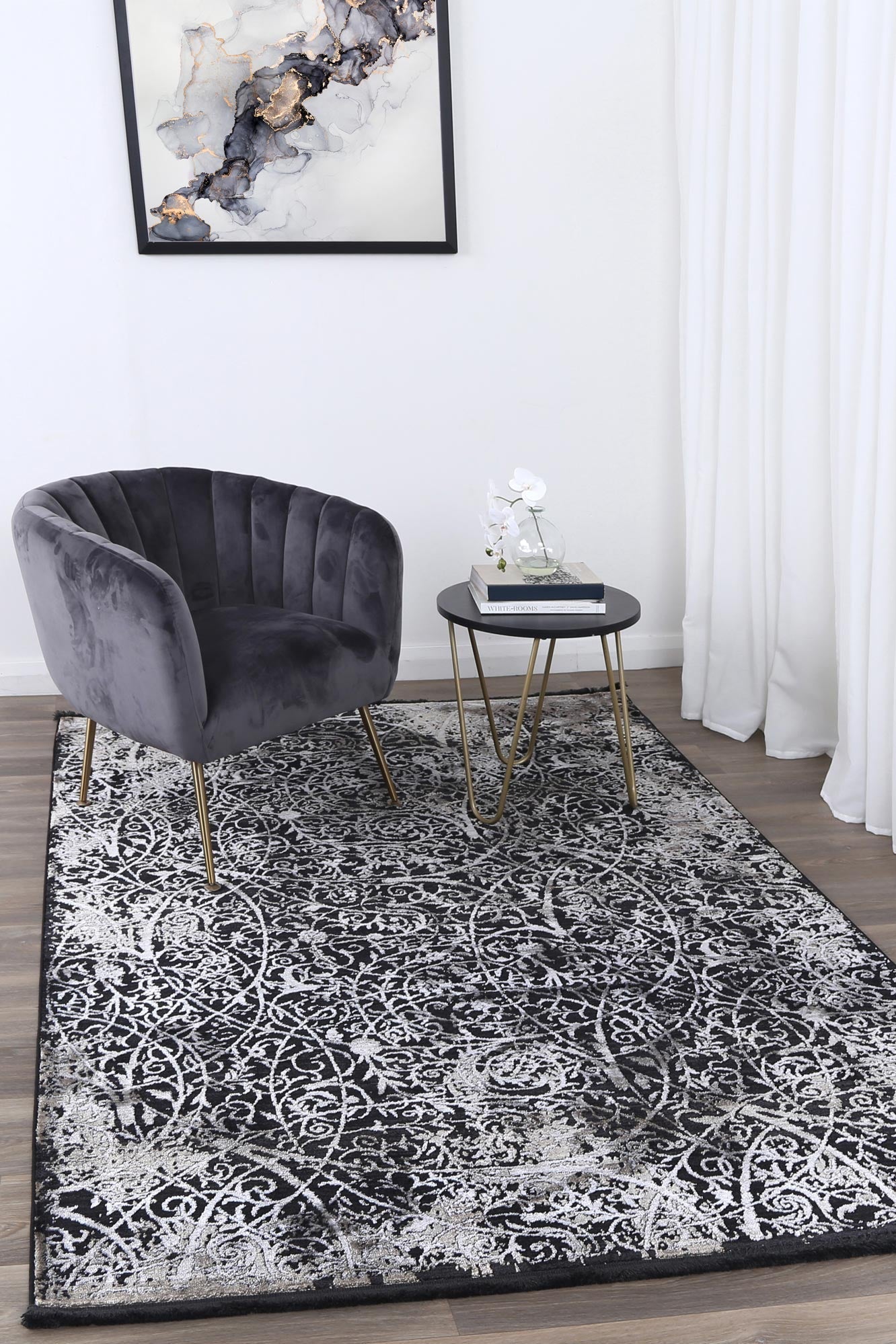 Brooklyn Intricate Floral Pewter Rug - Floorsome - Area Rug - BROO120200PEWT - Area Rug