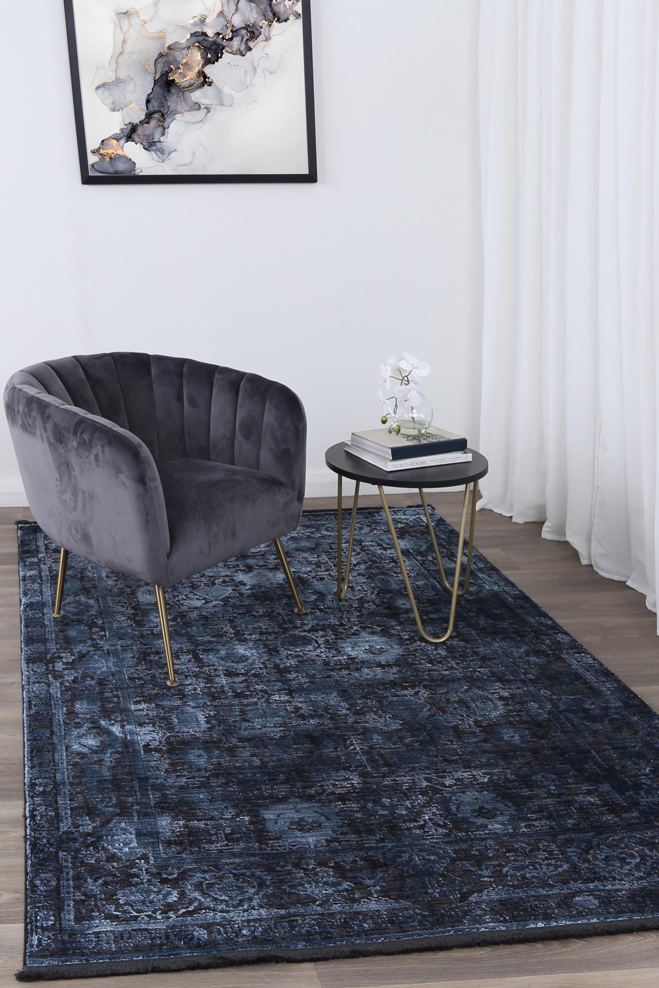 Brooklyn Vintage Oriental Blue Rug - Floorsome - Area Rug - BROO120300BLUE - Area Rug