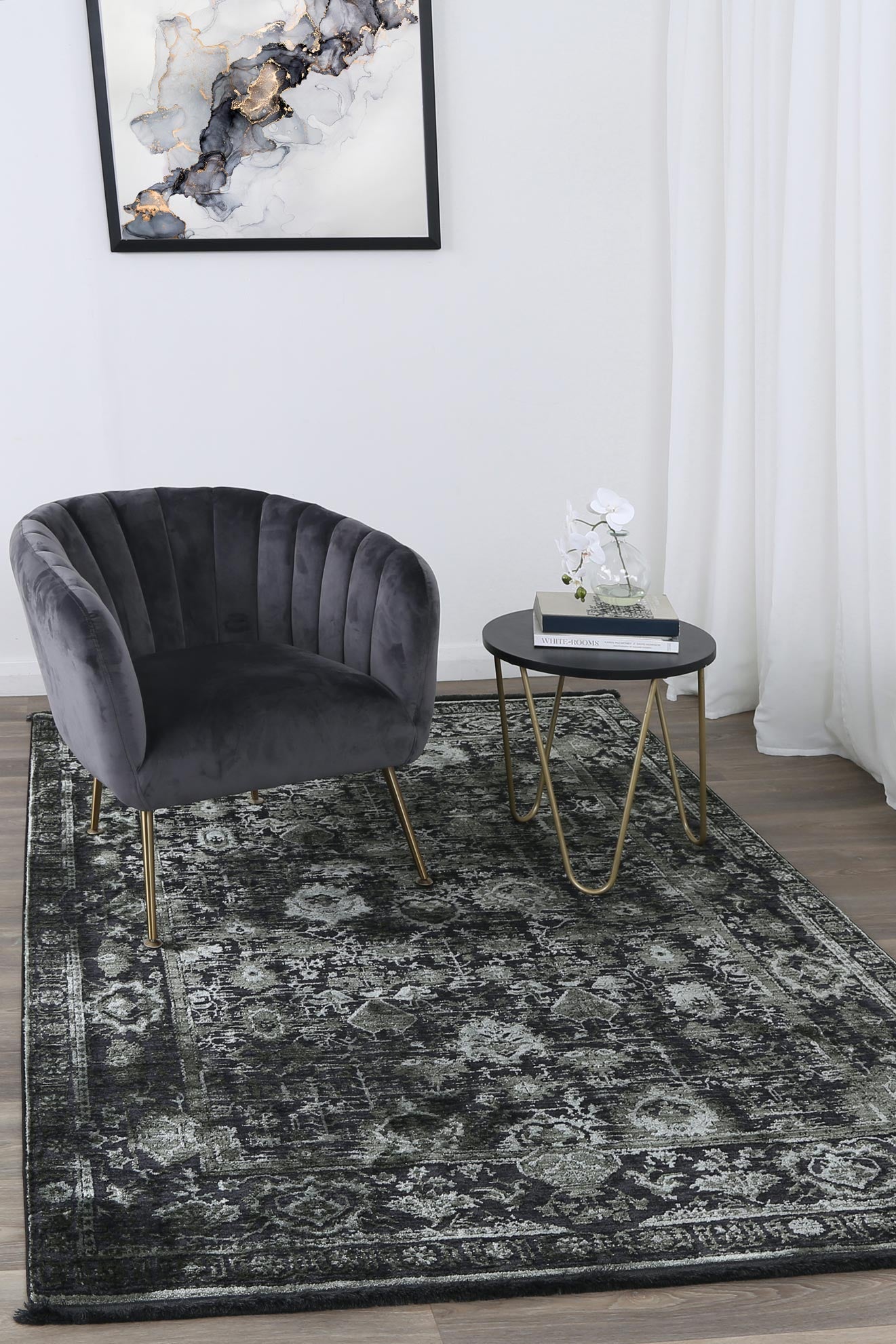 Brooklyn Vintage Oriental Emerald Green Rug - Floorsome - Area Rug - BROO120300EMER - Area Rug