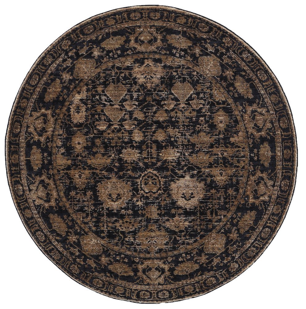 Brooklyn Vintage Oriental Gold Round Rug - Floorsome - Area Rug - BROO20R300GOLD - Area Rug