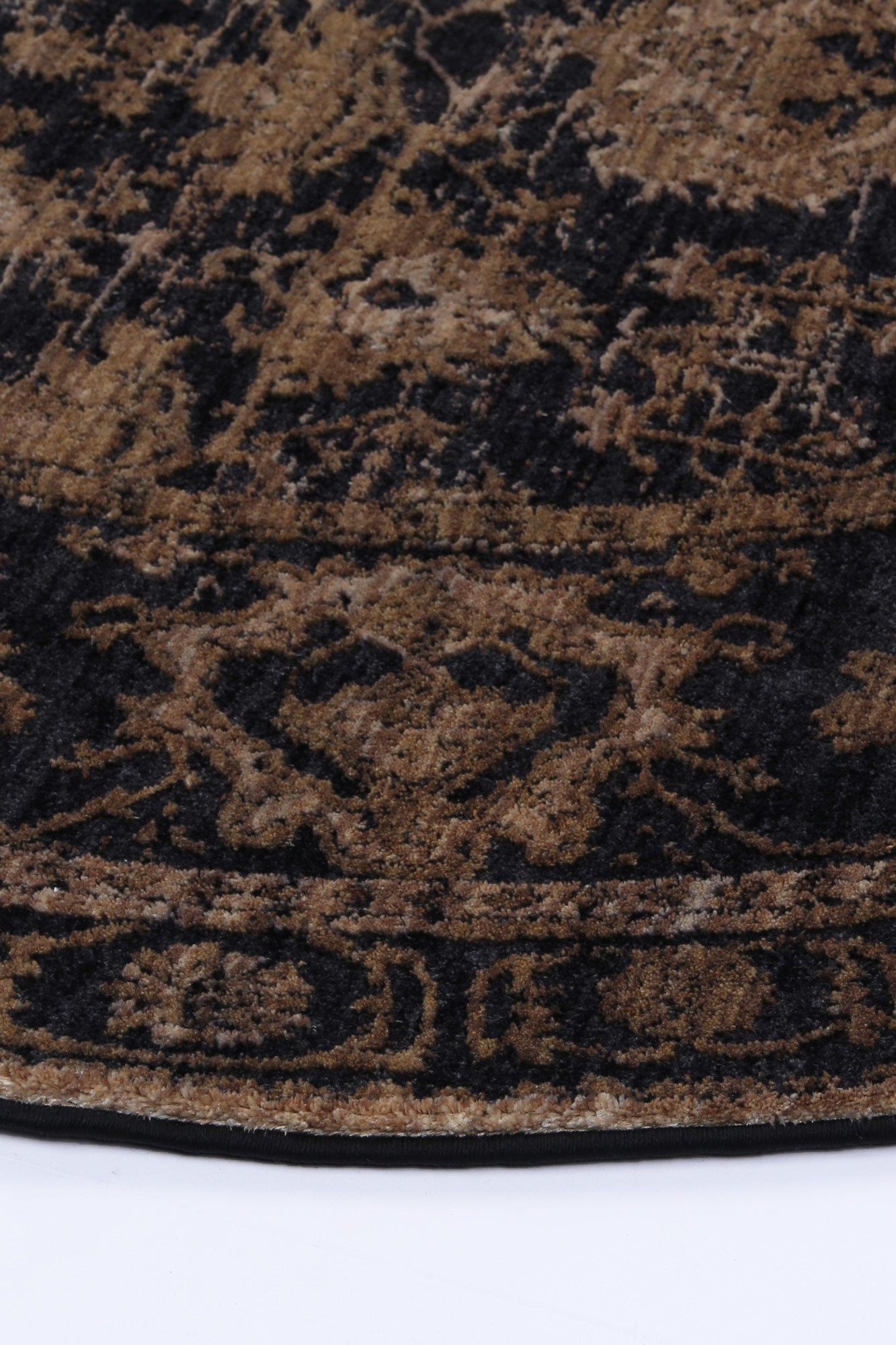 Brooklyn Vintage Oriental Gold Round Rug - Floorsome - Area Rug - BROO20R300GOLD - Area Rug