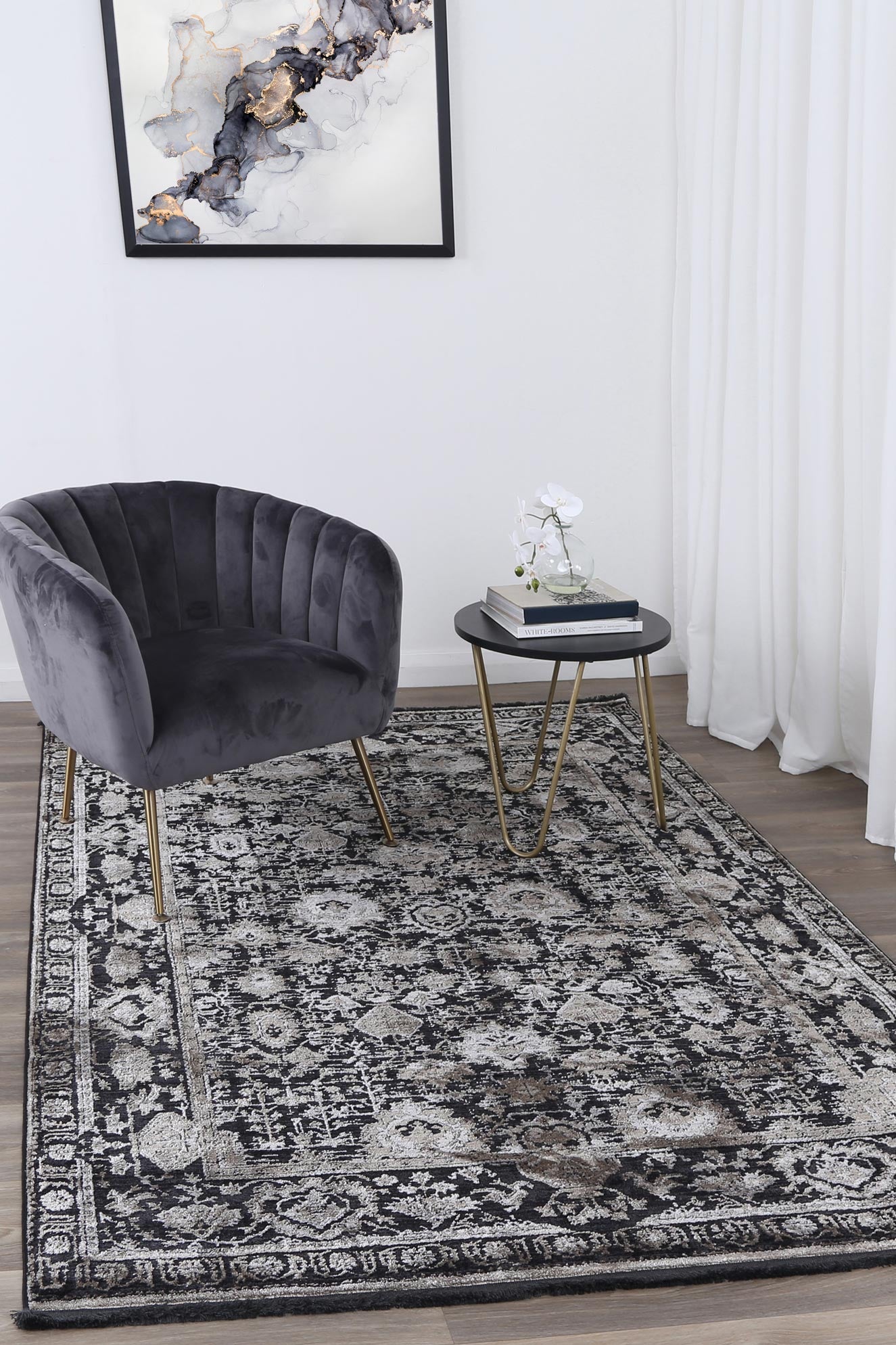 Brooklyn Vintage Oriental Pewter Rug - Floorsome - Area Rug - BROO120300PEWT - Area Rug