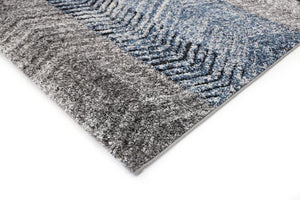 Cala Blue Chevron Textured Pile Rug - Floorsome - Modern